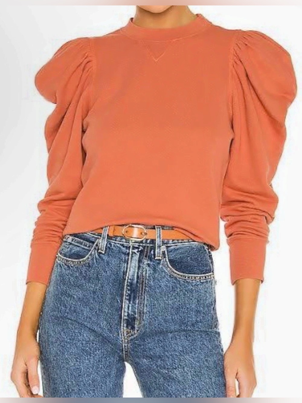Ulla Johnson Coral Long Puff Sleeve Cotton Sweatshirt - Size L